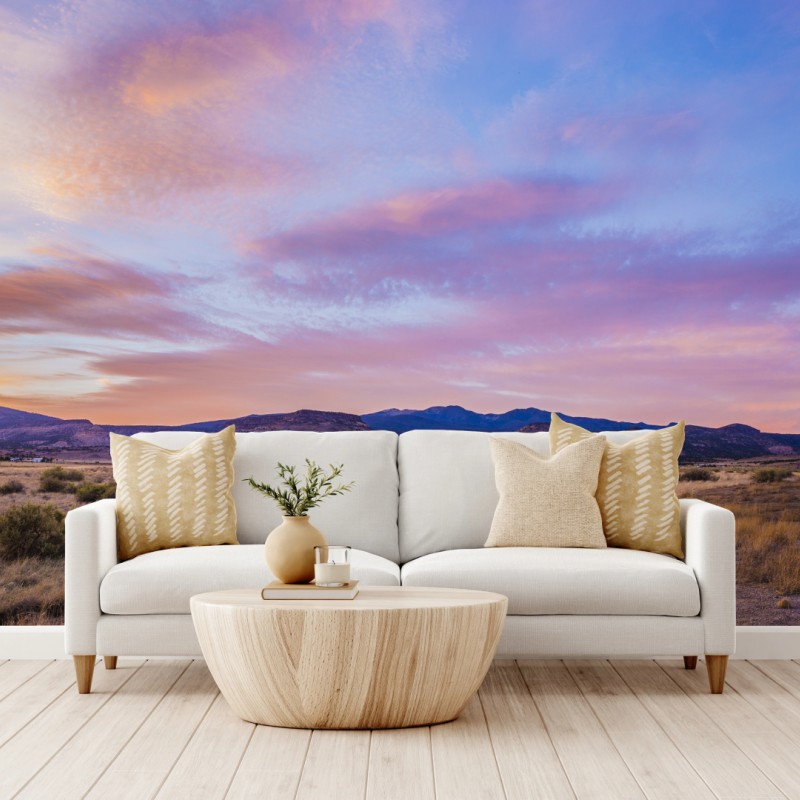 Fototapete pastellsonnenuntergang über wüstenbergen – Wallnifity®