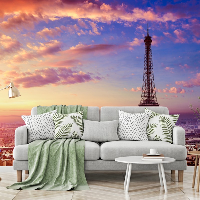 Fototapete sonnenuntergang über dem Eiffelturm – Wallnifity®