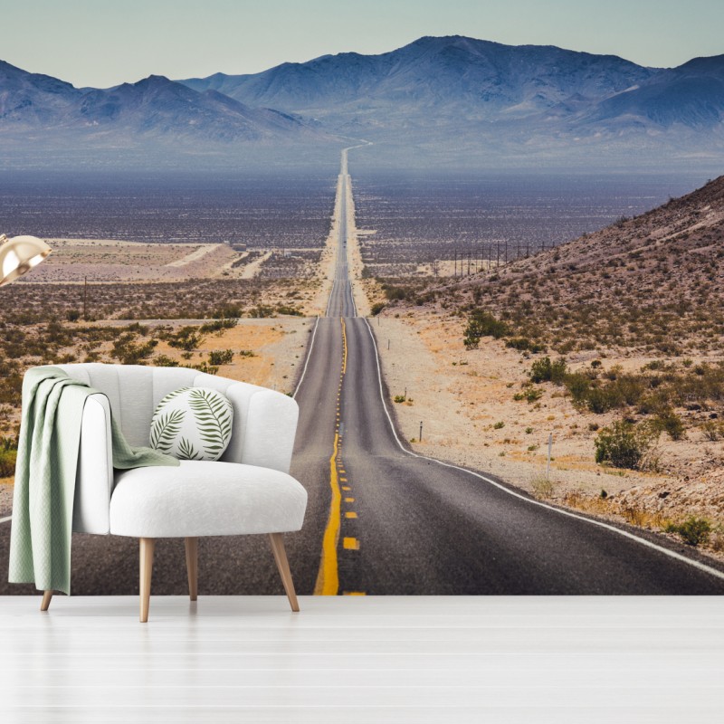 Fototapete endlose wüstenstraße in die berge – Wallnifity®