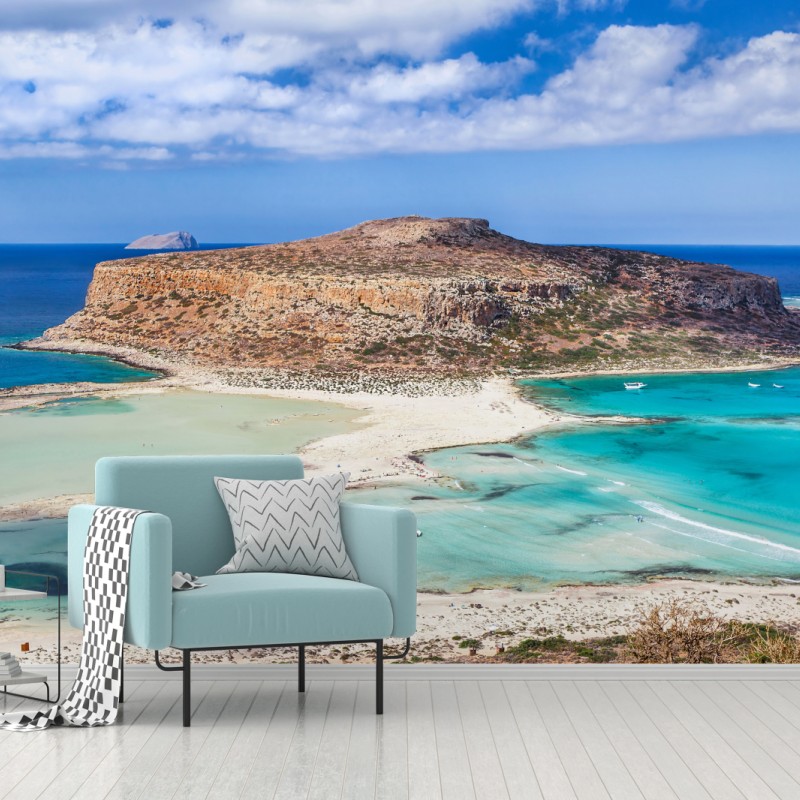 Fototapete türkise lagune mit insel und sandstrand – Wallnifity®