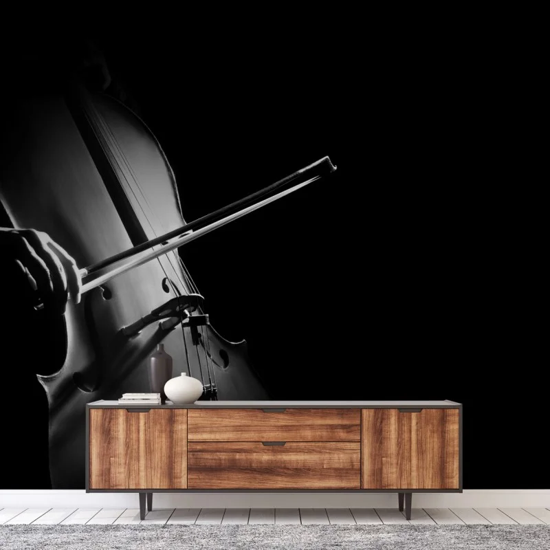 Fototapete elegantes cello in monochrom – Wallnifity®