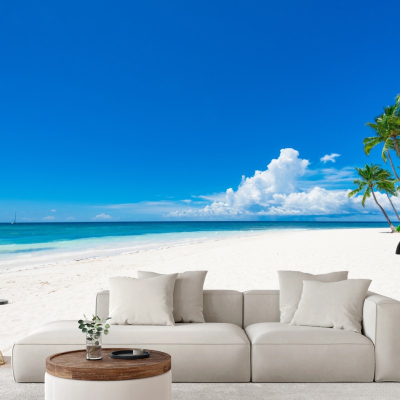 Fototapete tropischer strand mit palmen – Wallnifity®