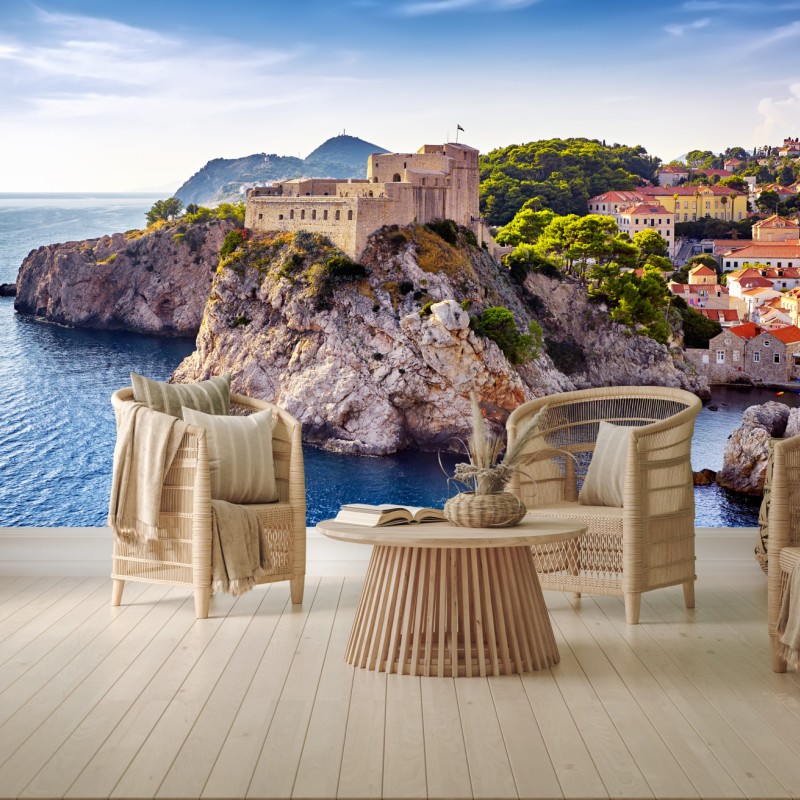 Fototapete Dubrovnik küstenfestung auf felsigen klippen – Wallnifity®