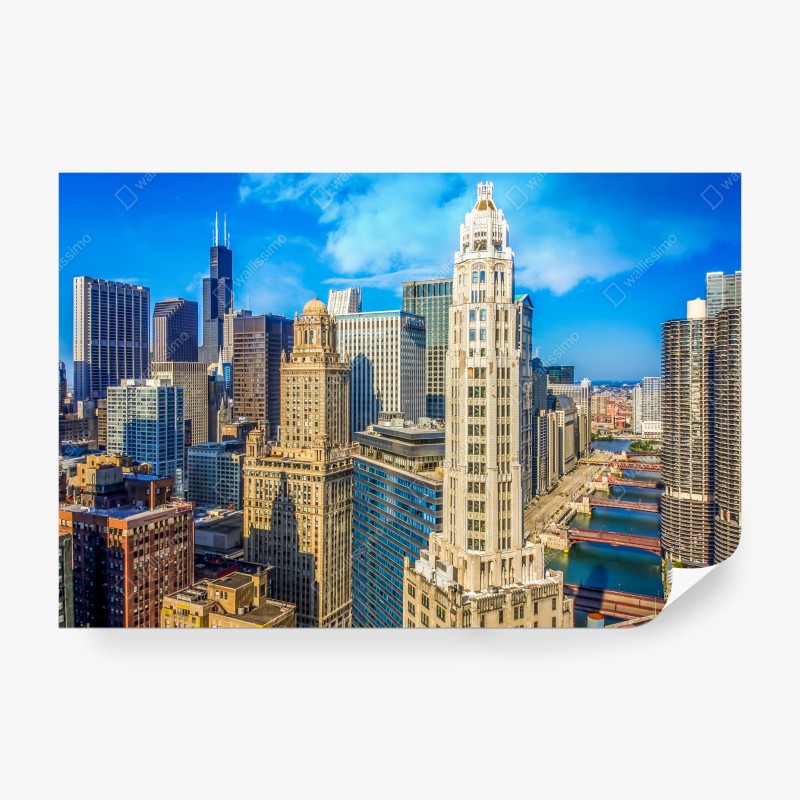 Fototapete blau-gold abstrakte ozeantextur – Wallnifity®