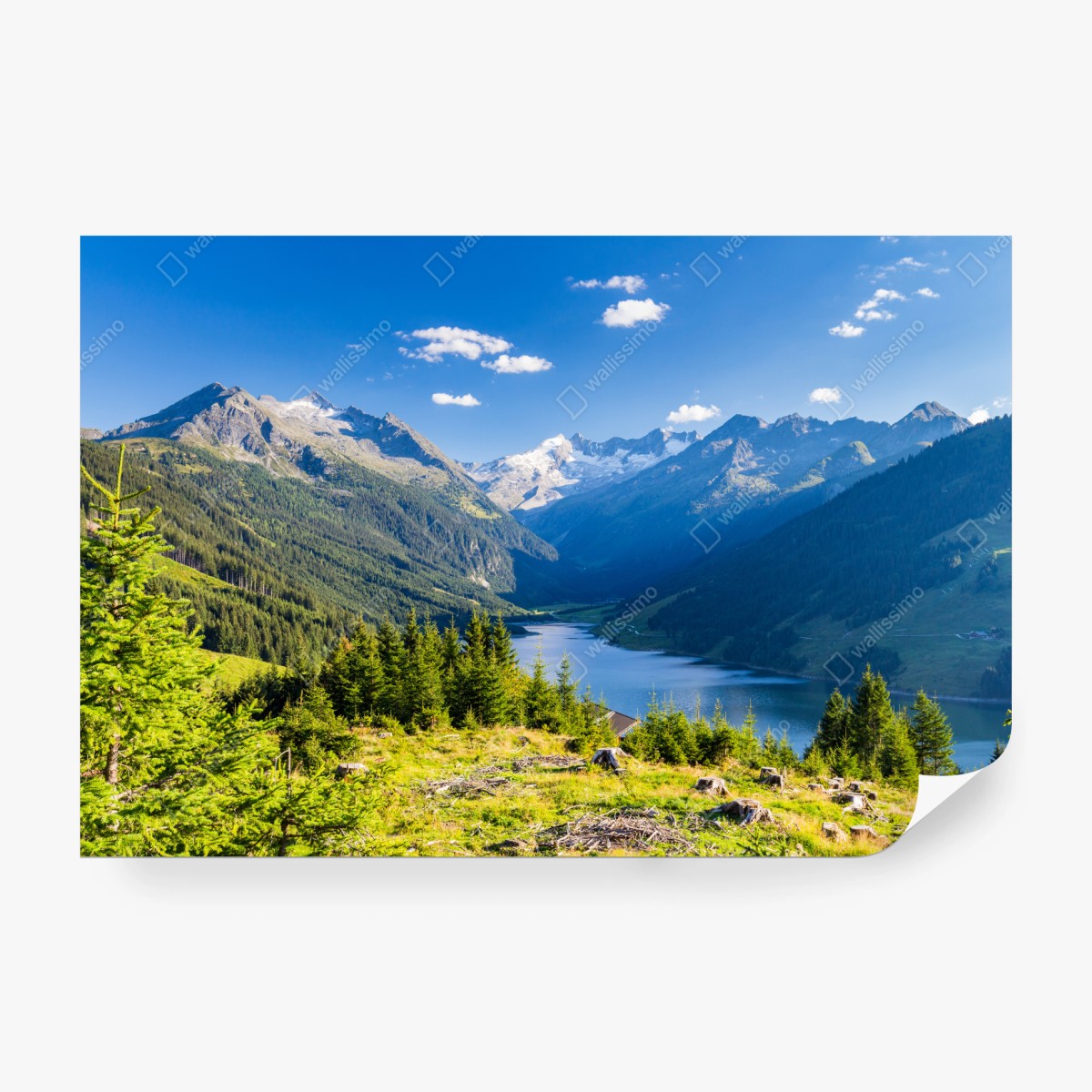 Fototapete ruhiges tal mit alpensee – Wallnifity®