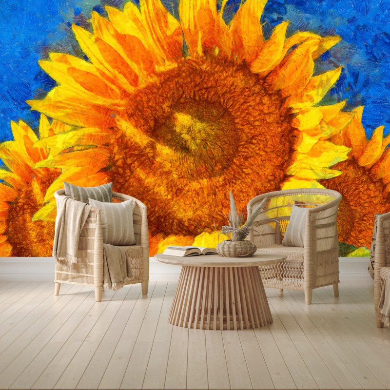 Fototapete lebendige sonnenblumen im stil von Van Gogh – Wallnifity®