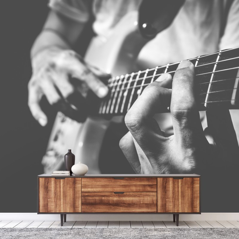 Fototapete monochrome gitarre nahaufnahme – Wallnifity®