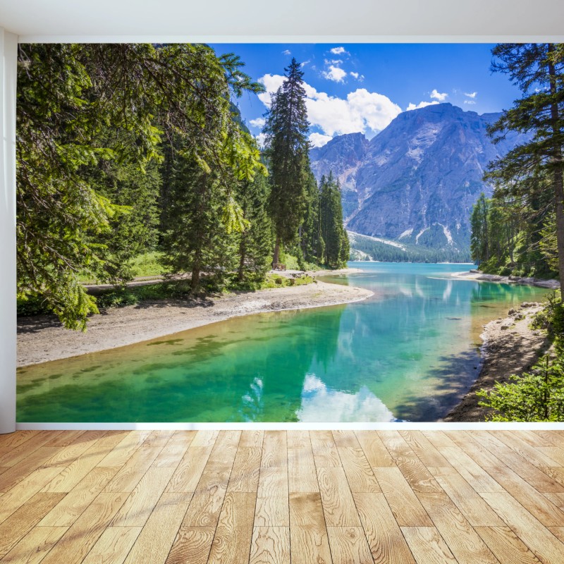 Fototapete Pragser Wildsee türkisblauer bergsee – Wallnifity®