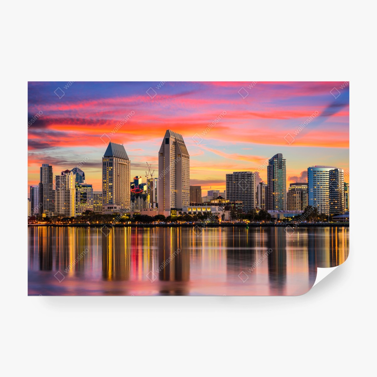 Fototapete San Diego skyline bei sonnenuntergang – Wallnifity®