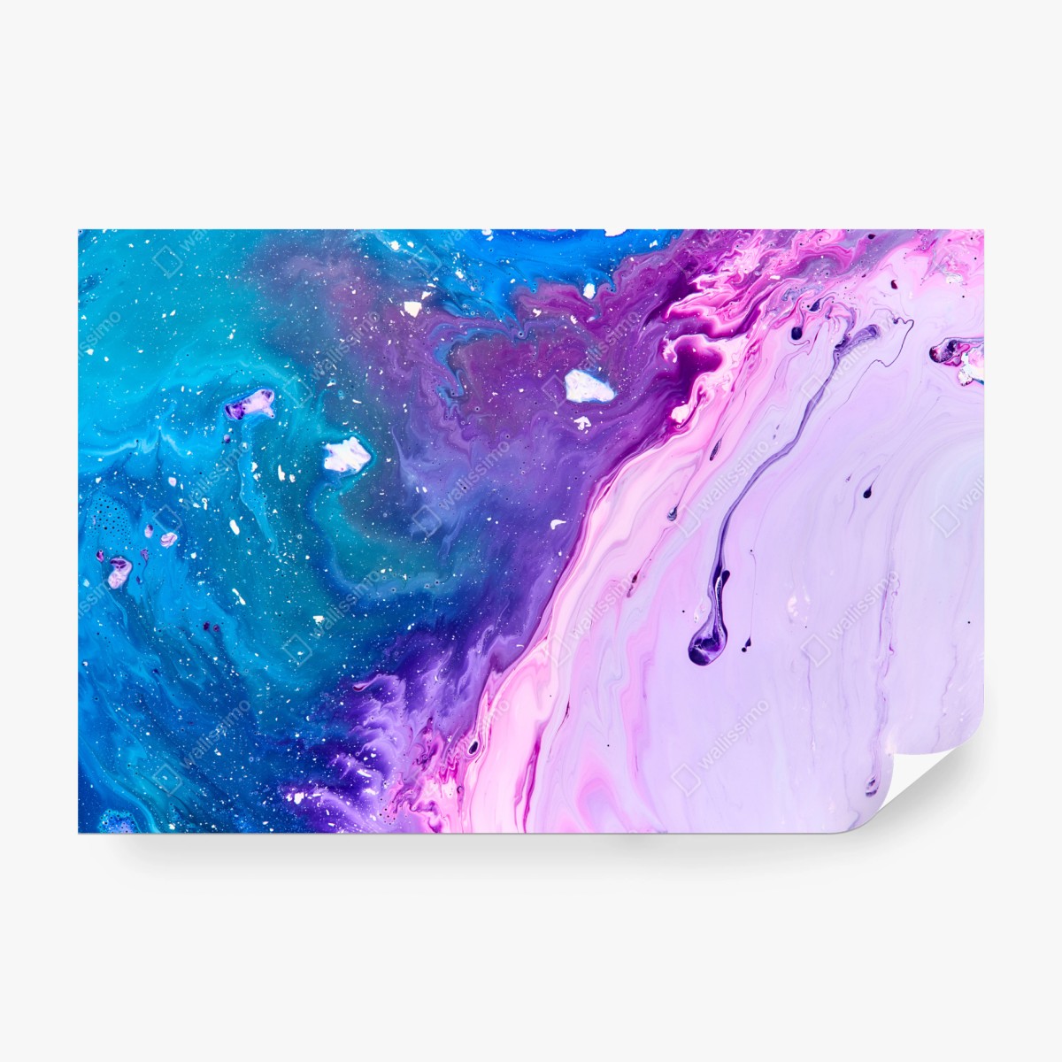 Fototapete lebendige blau-violette abstrakte acrylmalerei – Wallnifity®