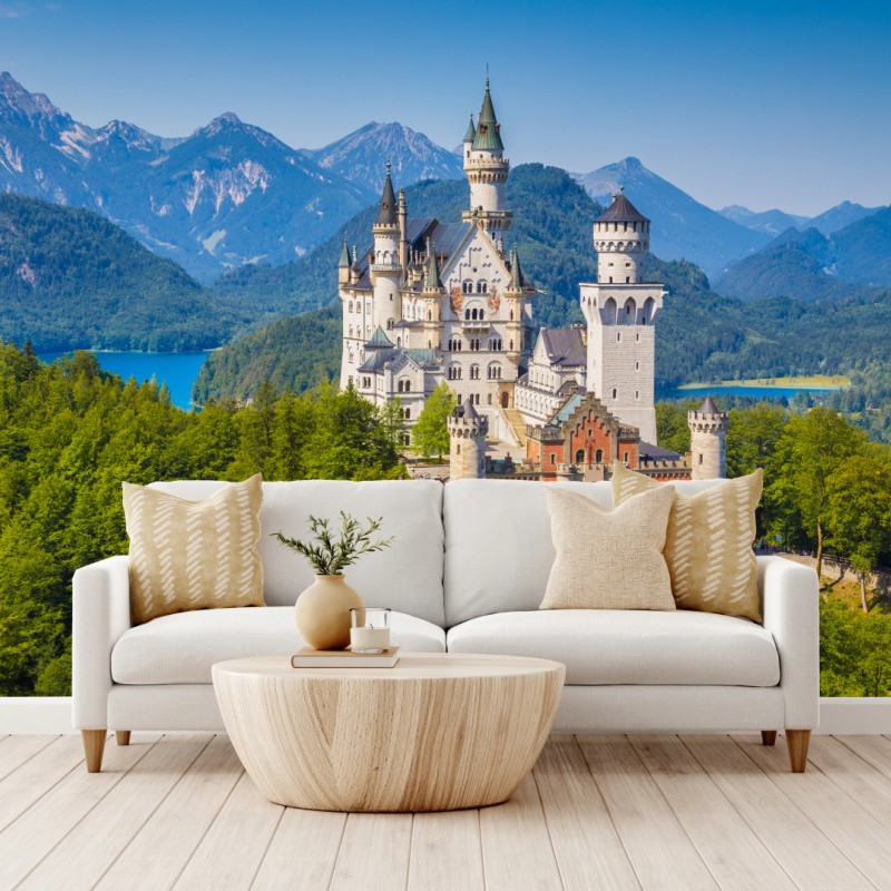 Fototapete schloss Neuschwanstein in alpiner landschaft – Wallnifity®
