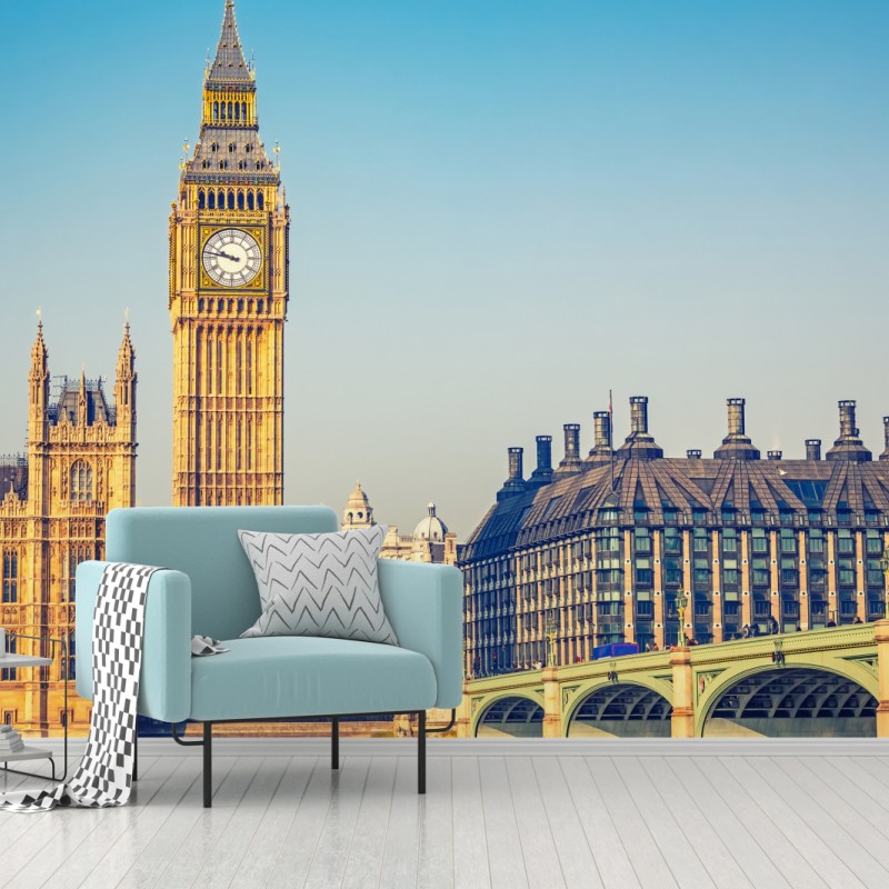 Fototapete London mit Big Ben und Westminster Bridge – Wallnifity®
