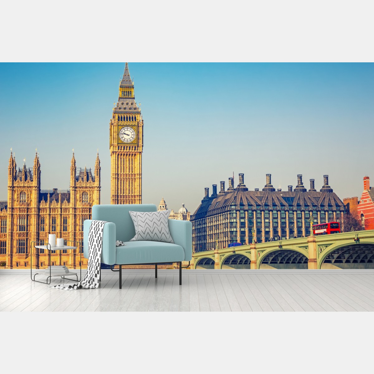 Fototapete London mit Big Ben und Westminster Bridge – Wallnifity®