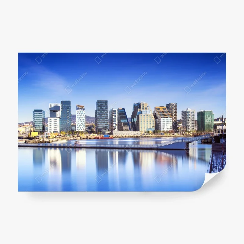 Fototapete moderne ufer skyline mit spiegelungen