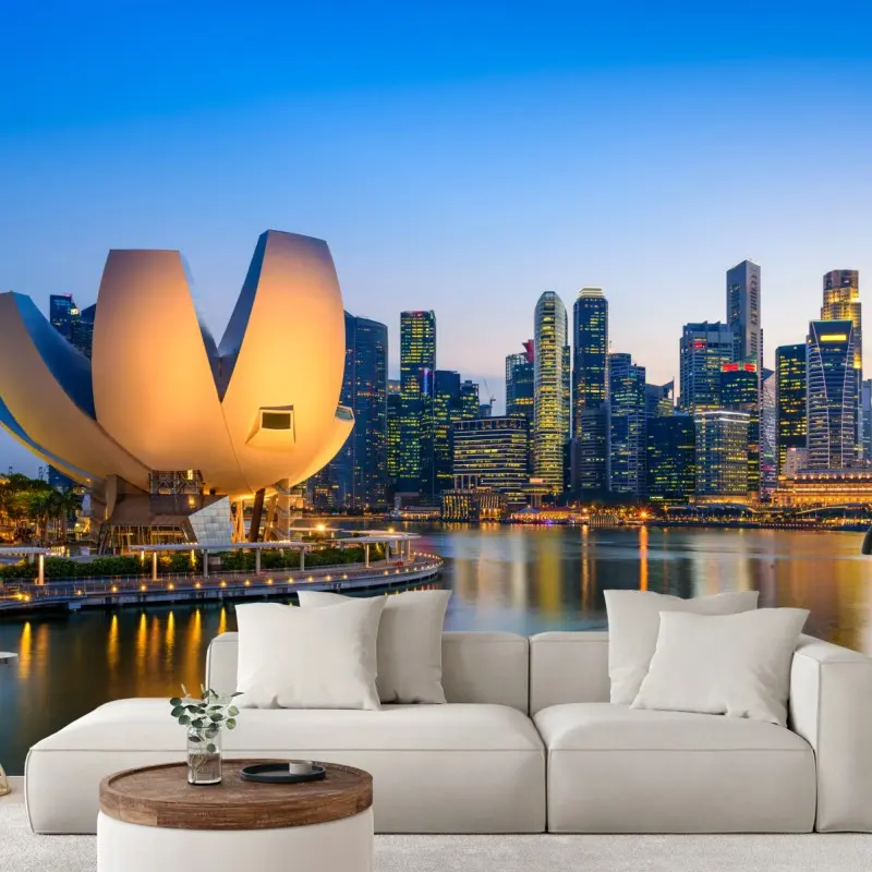 Fototapete Singapur skyline bei dämmerung
