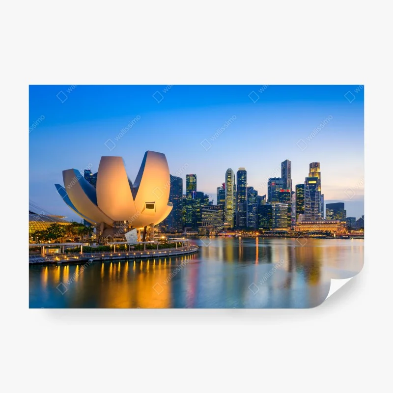 Fototapete Singapur skyline bei dämmerung