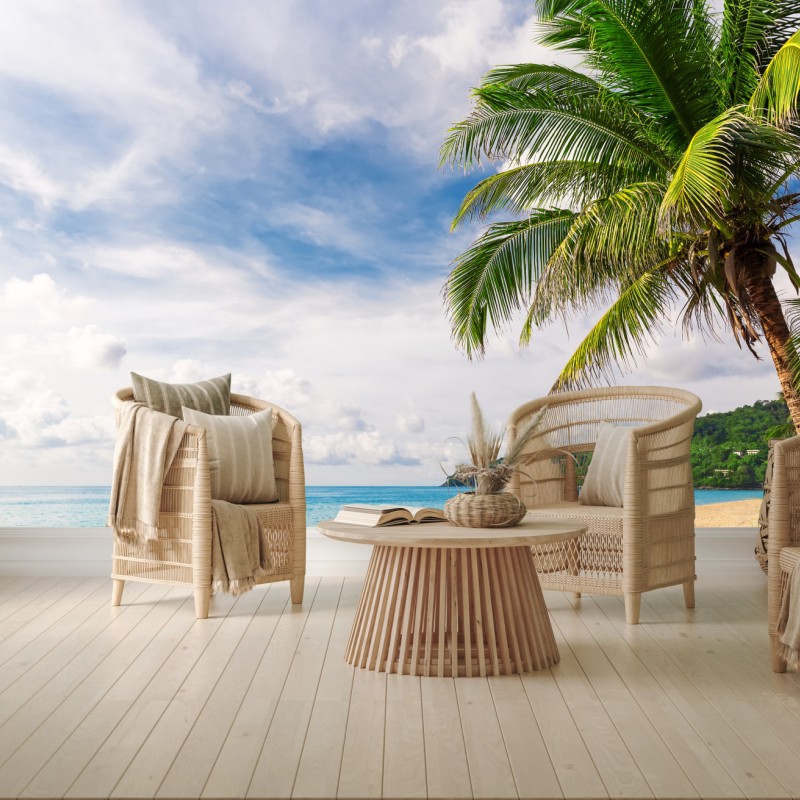 Fototapete tropischer strand in Phuket mit palme – Wallnifity®