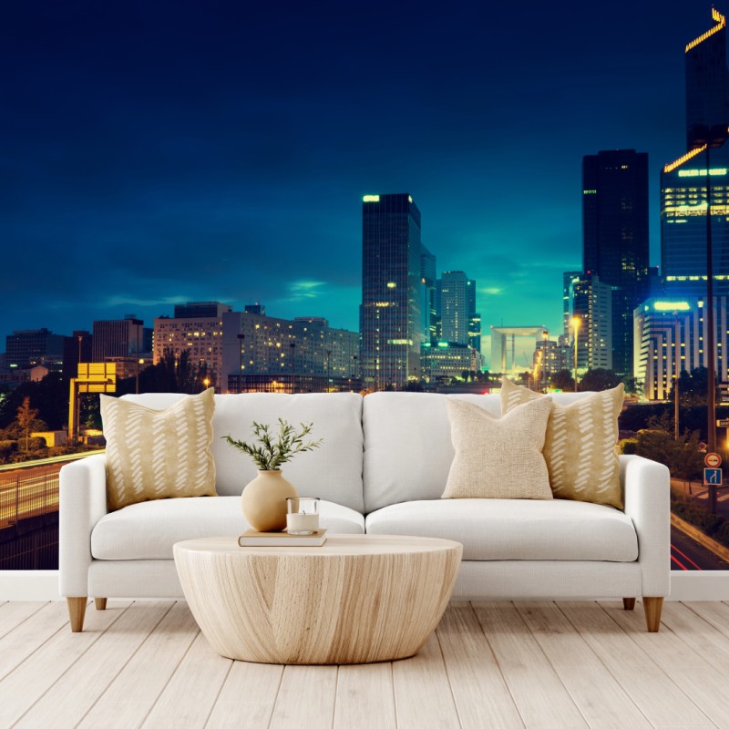 Fototapete La Défense skyline bei dämmerung – Wallnifity®