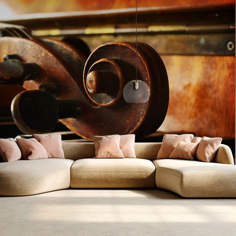 Fototapete vintage geigenkopf auf klaviertasten – Wallnifity®