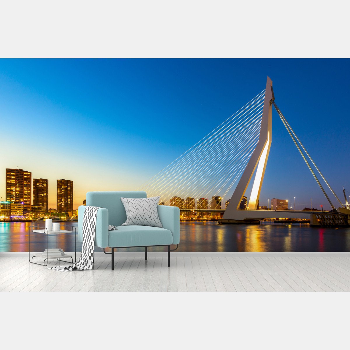 Fototapete Rotterdam Erasmusbrücke bei dämmerung – Wallnifity®