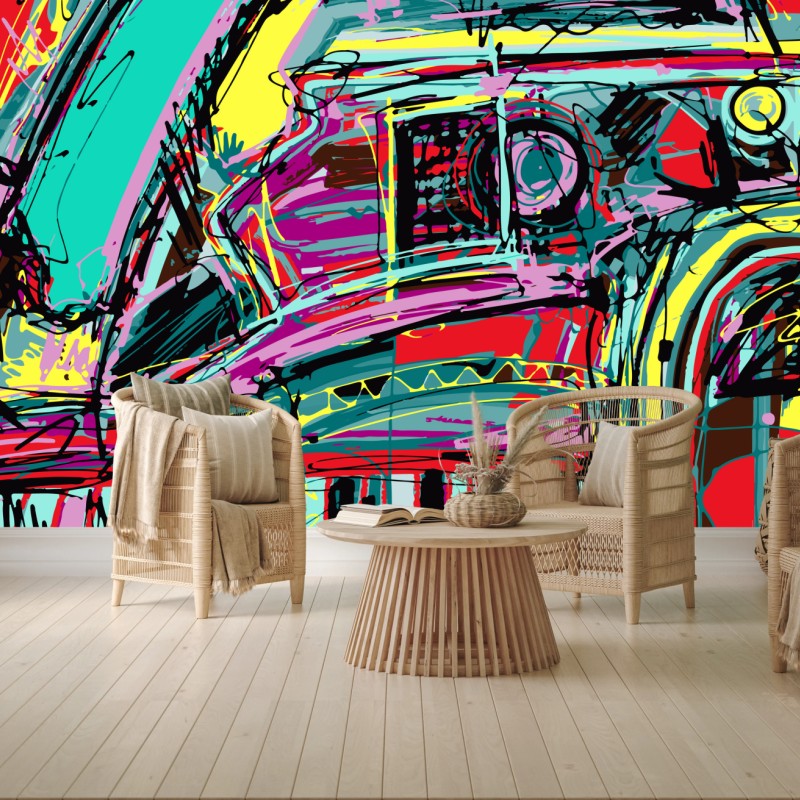 Fototapete lebhafte türkis abstrakte autokomposition – Wallnifity®