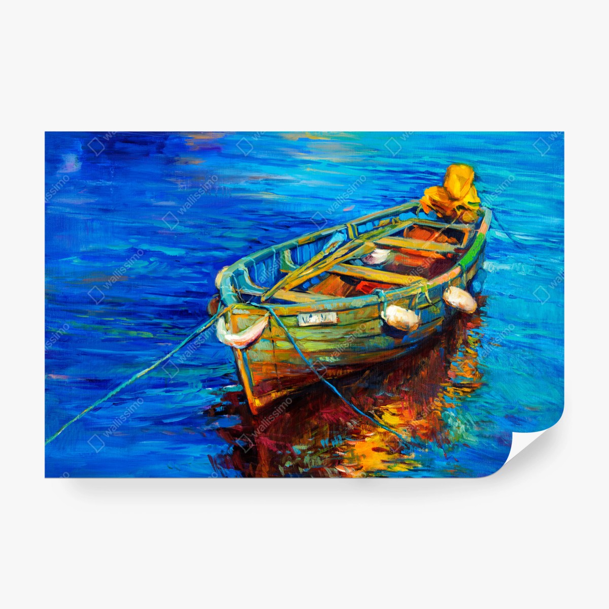 Fototapete lebendiges boot bei sonnenuntergang – Wallnifity®