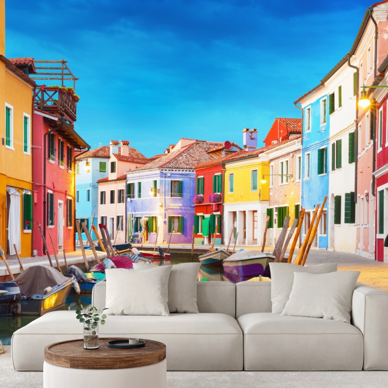 Fototapete bunte häuser in Burano, Venedig – Wallnifity®