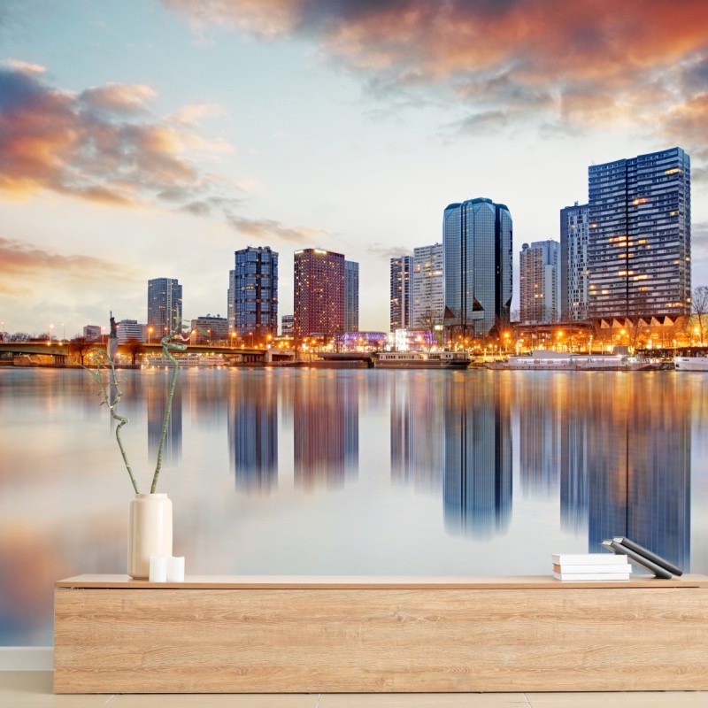 Fototapete Paris skyline bei sonnenuntergang mit Eiffelturm – Wallnifity®