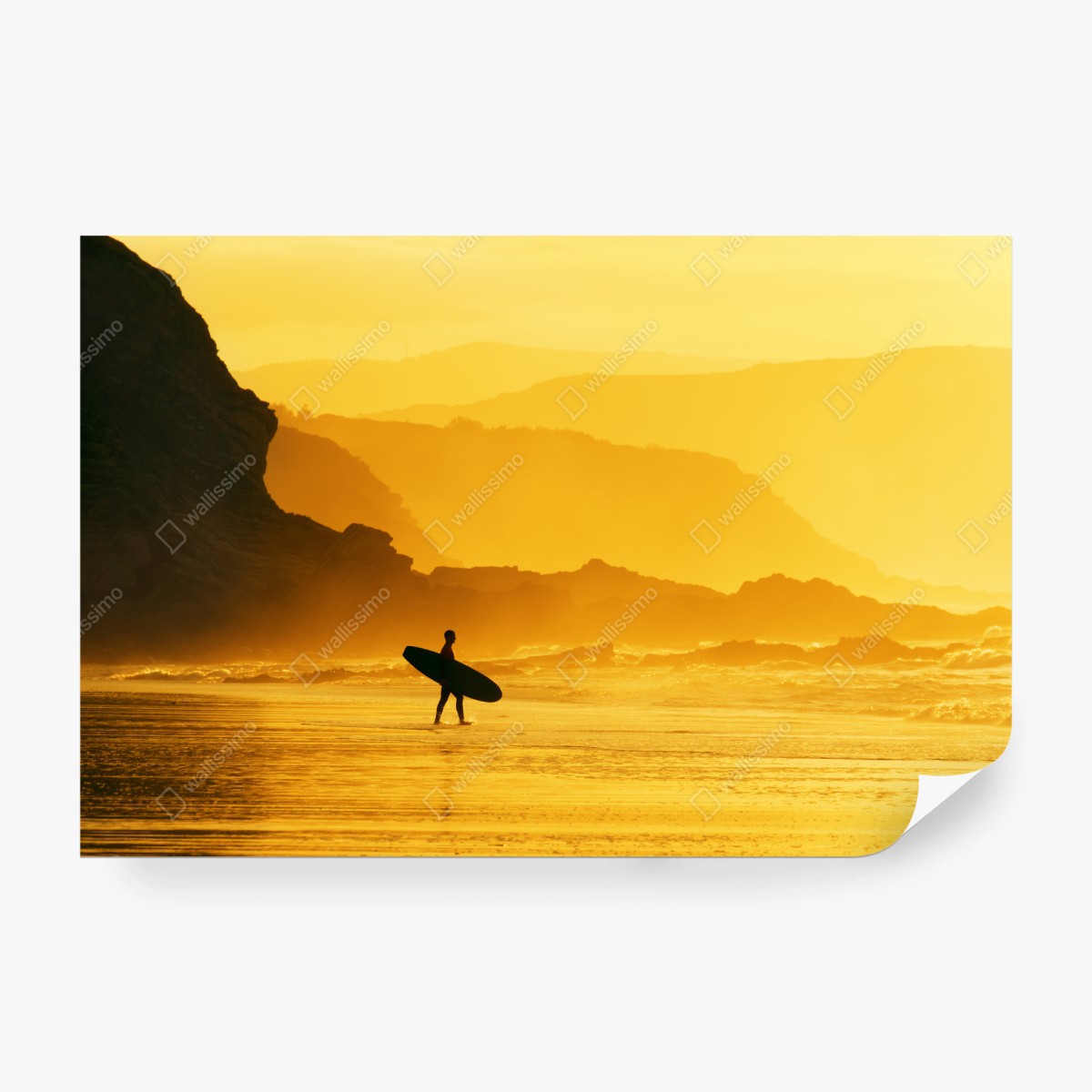 Fototapete surfer im goldenen sonnenuntergang – Wallnifity®