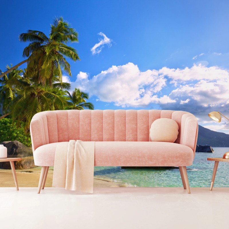 Fototapete tropischer strand auf Mahé – Wallnifity®