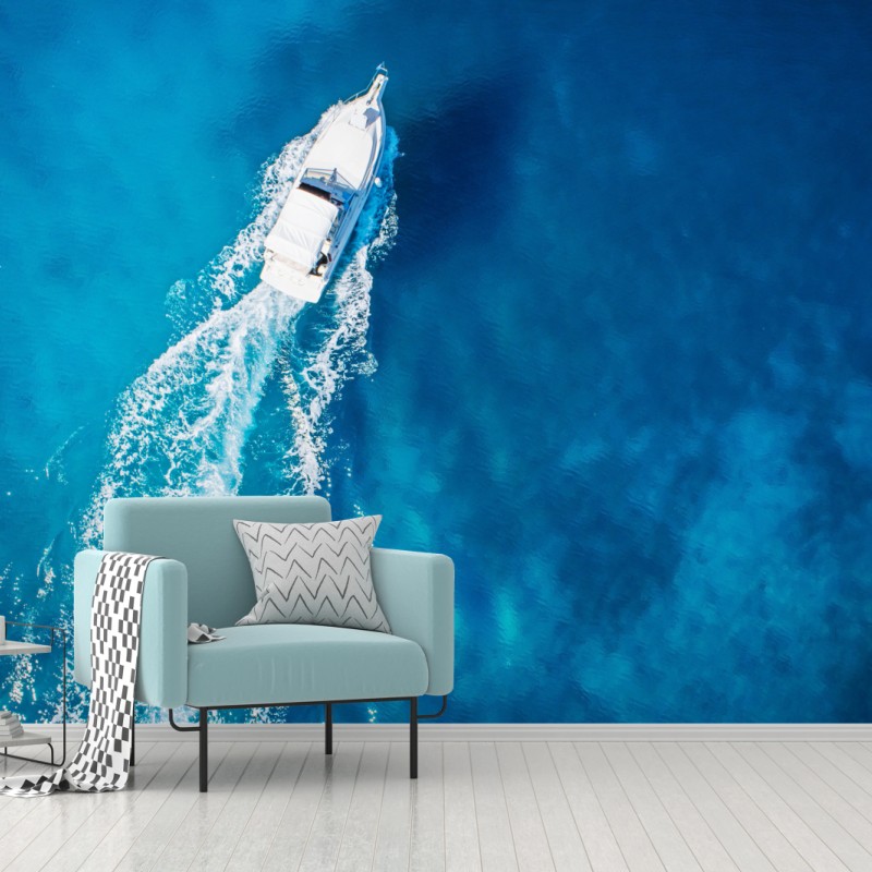Fototapete jacht über dem kristallblauen ozean – Wallnifity®