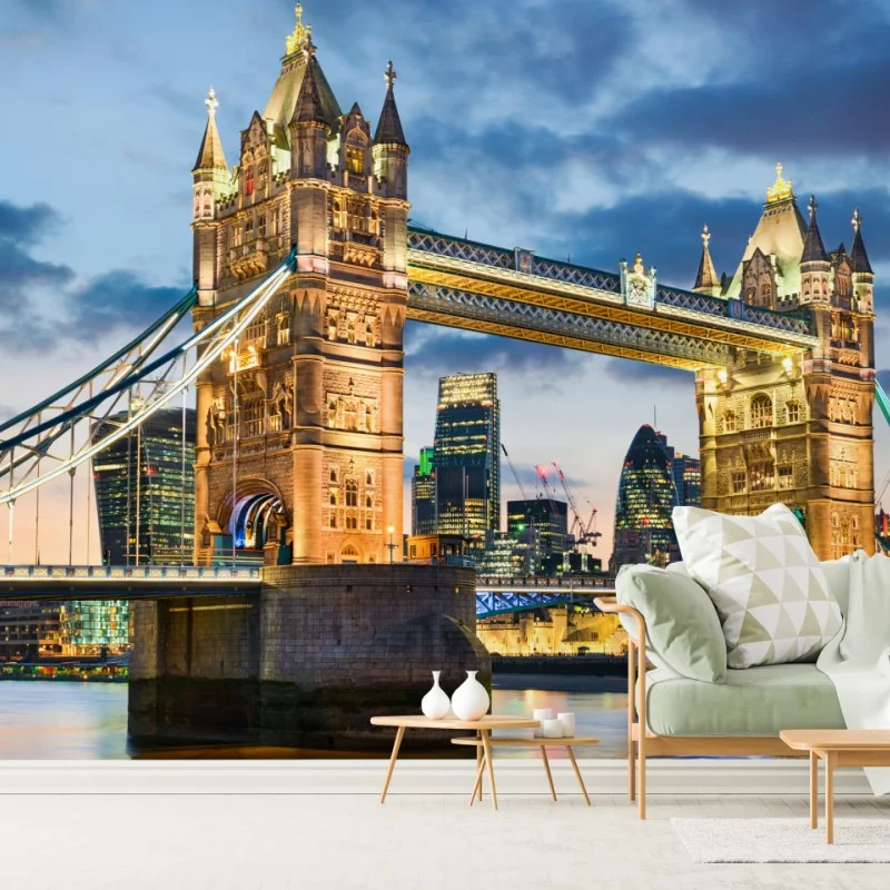 Fototapete Tower Bridge bei dämmerung, London skyline – Wallnifity®
