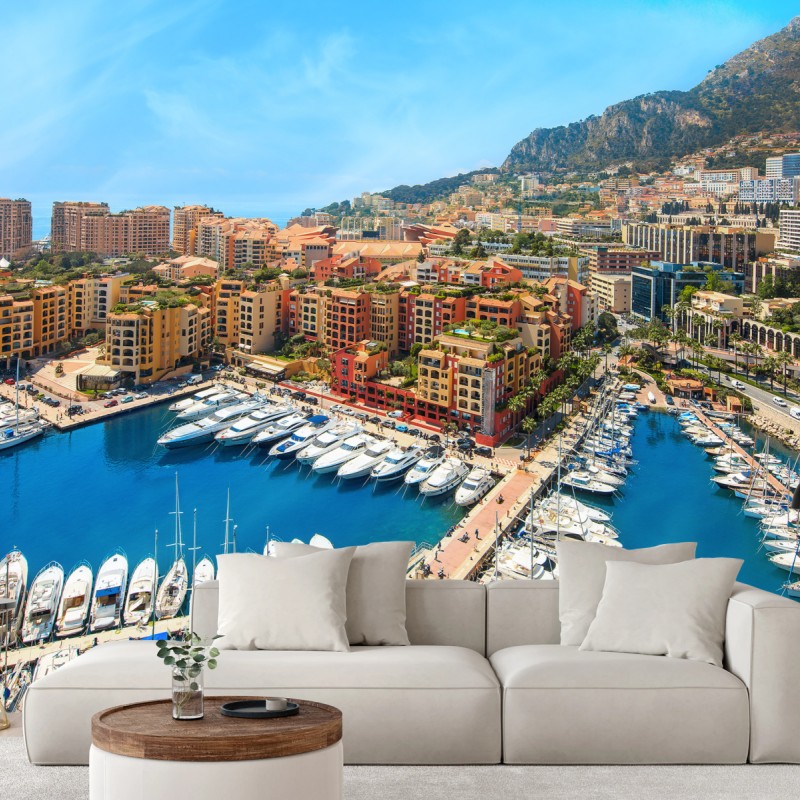 Fototapete sonnige marina und küstenstadt – Wallnifity®