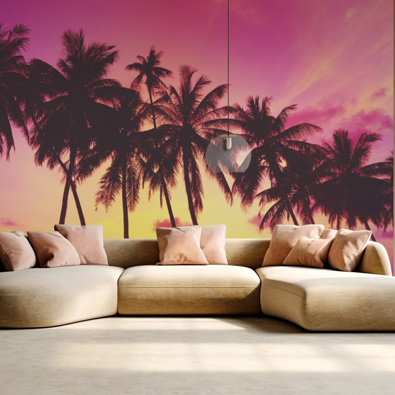 Fototapete tropischer sonnenuntergang mit palmen, Thailand – Wallnifity®