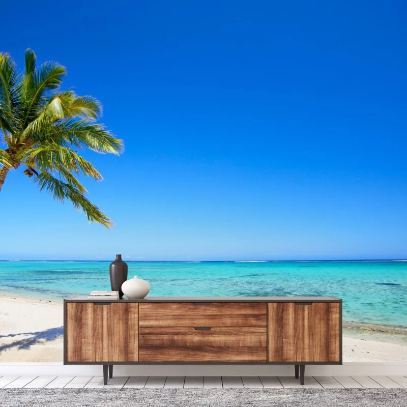 Fototapete tropischer traumstrand mit palme