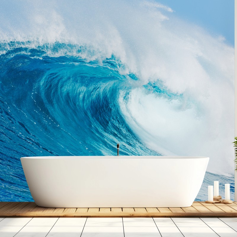Fototapete majestätische blaue ozeanwelle – Wallnifity®