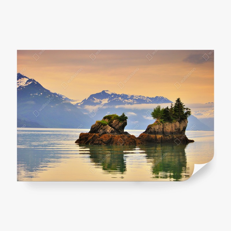 Fototapete tropischer strand mit palmen und segelboot – Wallnifity®