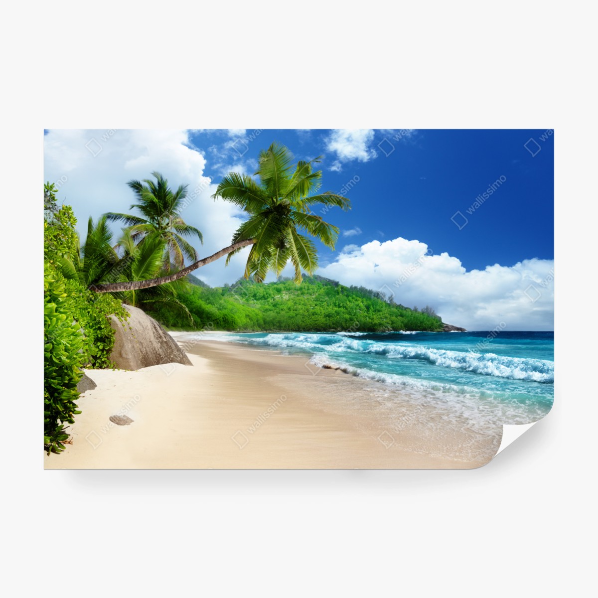 Fototapete ruhiger tropischer strand auf Mahe, Seychellen – Wallnifity®