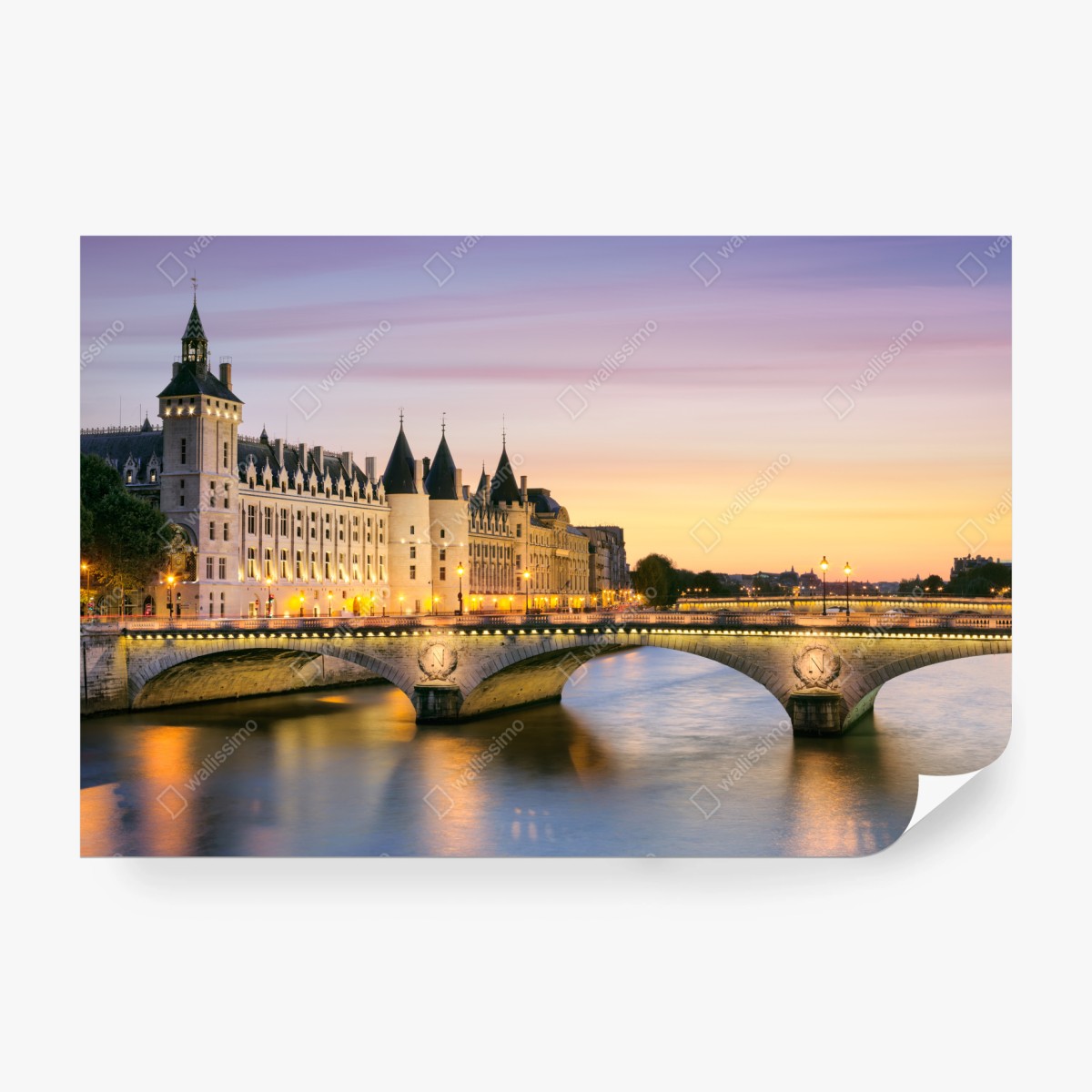 Fototapete Paris sonnenuntergang über der historischen brücke – Wallnifity®