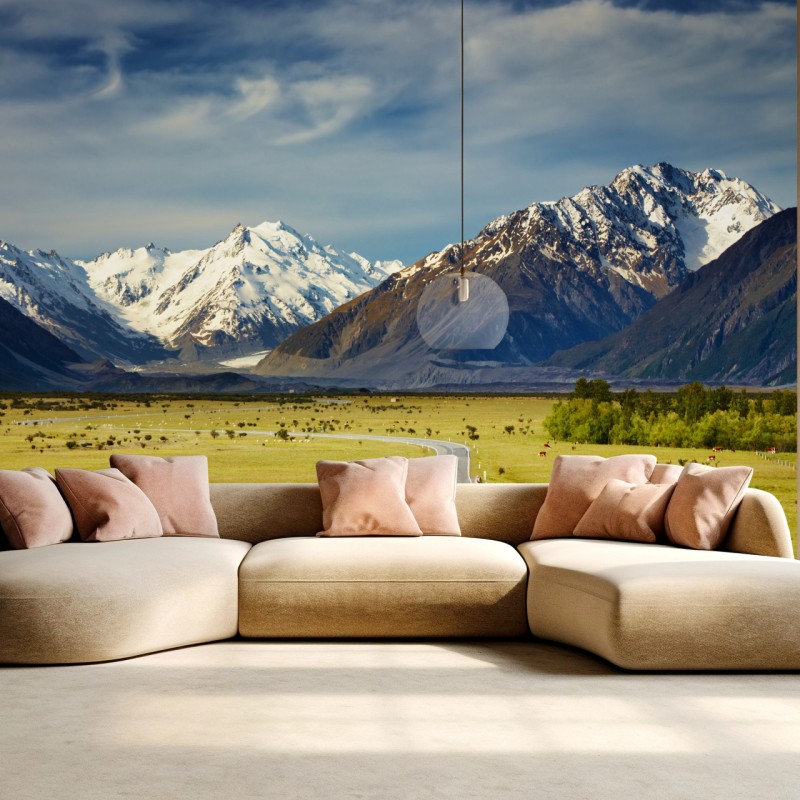 Fototapete straße zu den Südlichen Alpen, Neuseeland – Wallnifity®