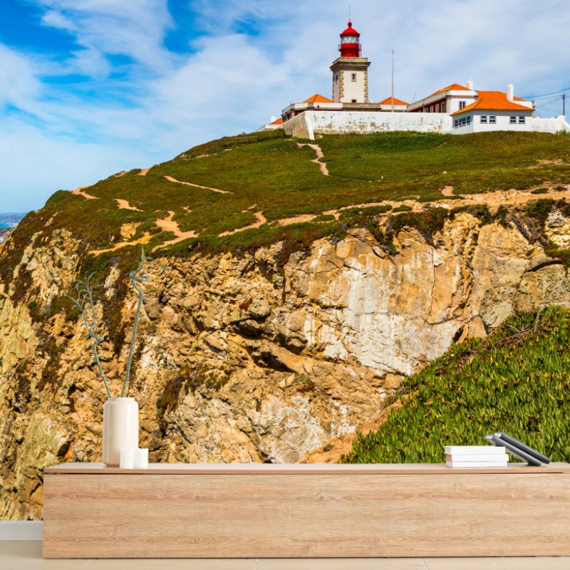Fototapete leuchtturm auf den klippen von Cabo da Roca – Wallnifity®