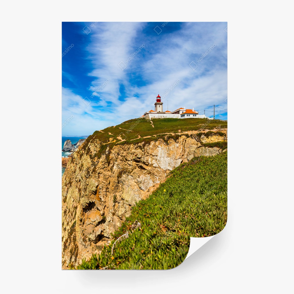 Fototapete leuchtturm auf den klippen von Cabo da Roca – Wallnifity®