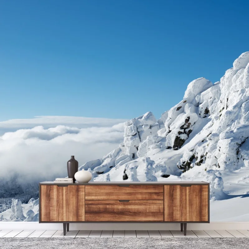 Fototapete ruhige verschneite berglandschaft – Wallnifity®