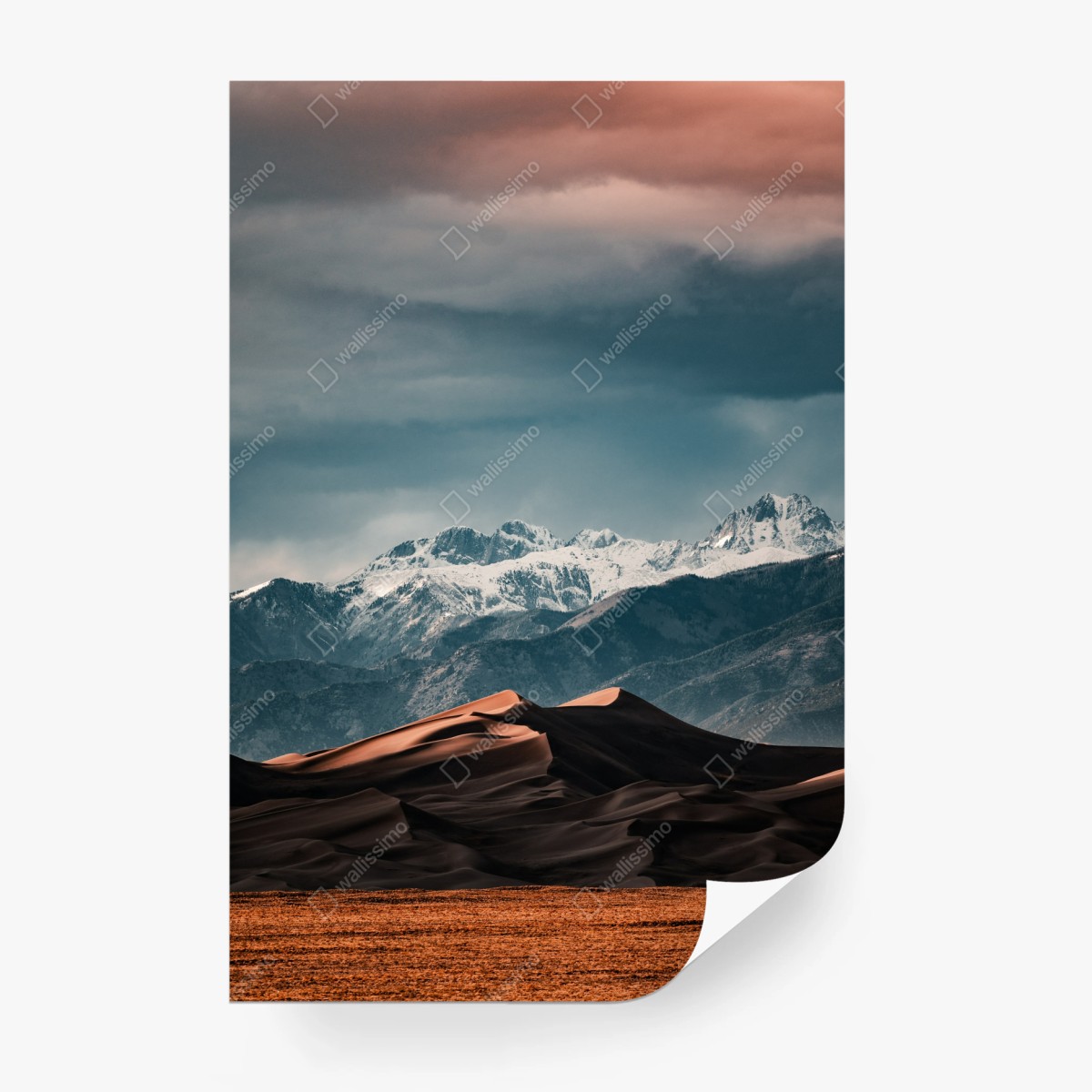 Fototapete wüstendünen vor schneebedeckten gipfeln – Wallnifity®
