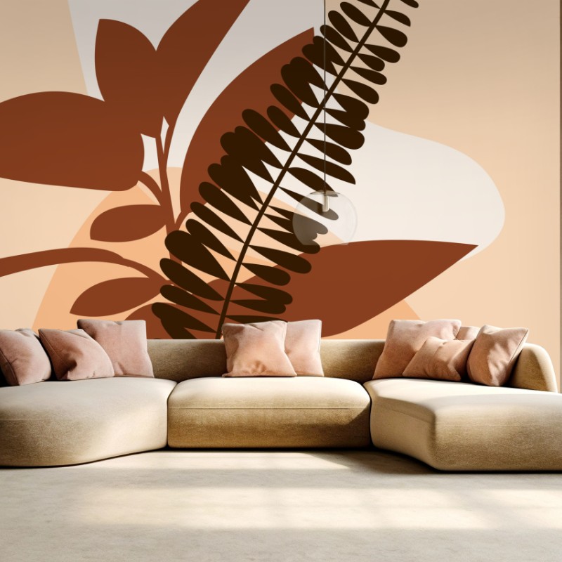 Fototapete erdige abstrakte blätter – Wallnifity®