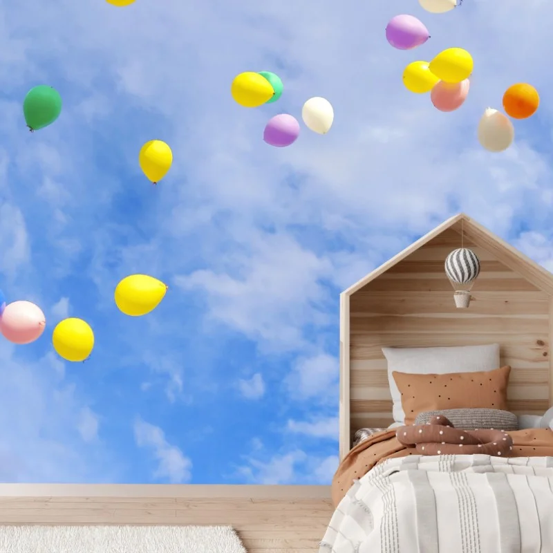 Fototapete bunte luftballons steigen in den himmel – Wallnifity®