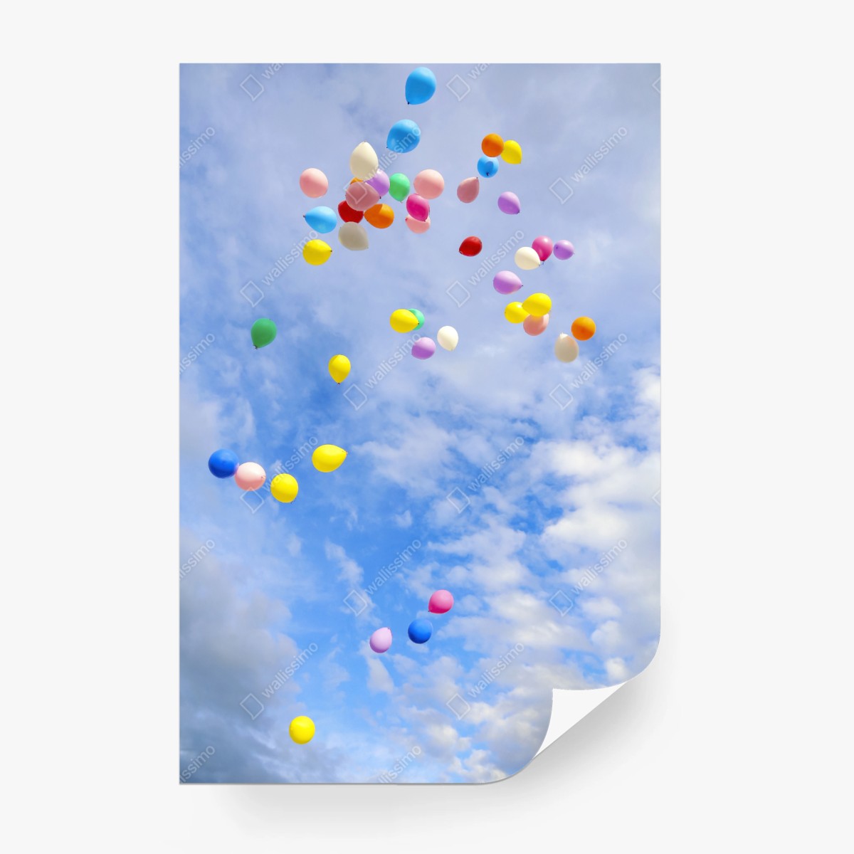Fototapete bunte luftballons steigen in den himmel – Wallnifity®