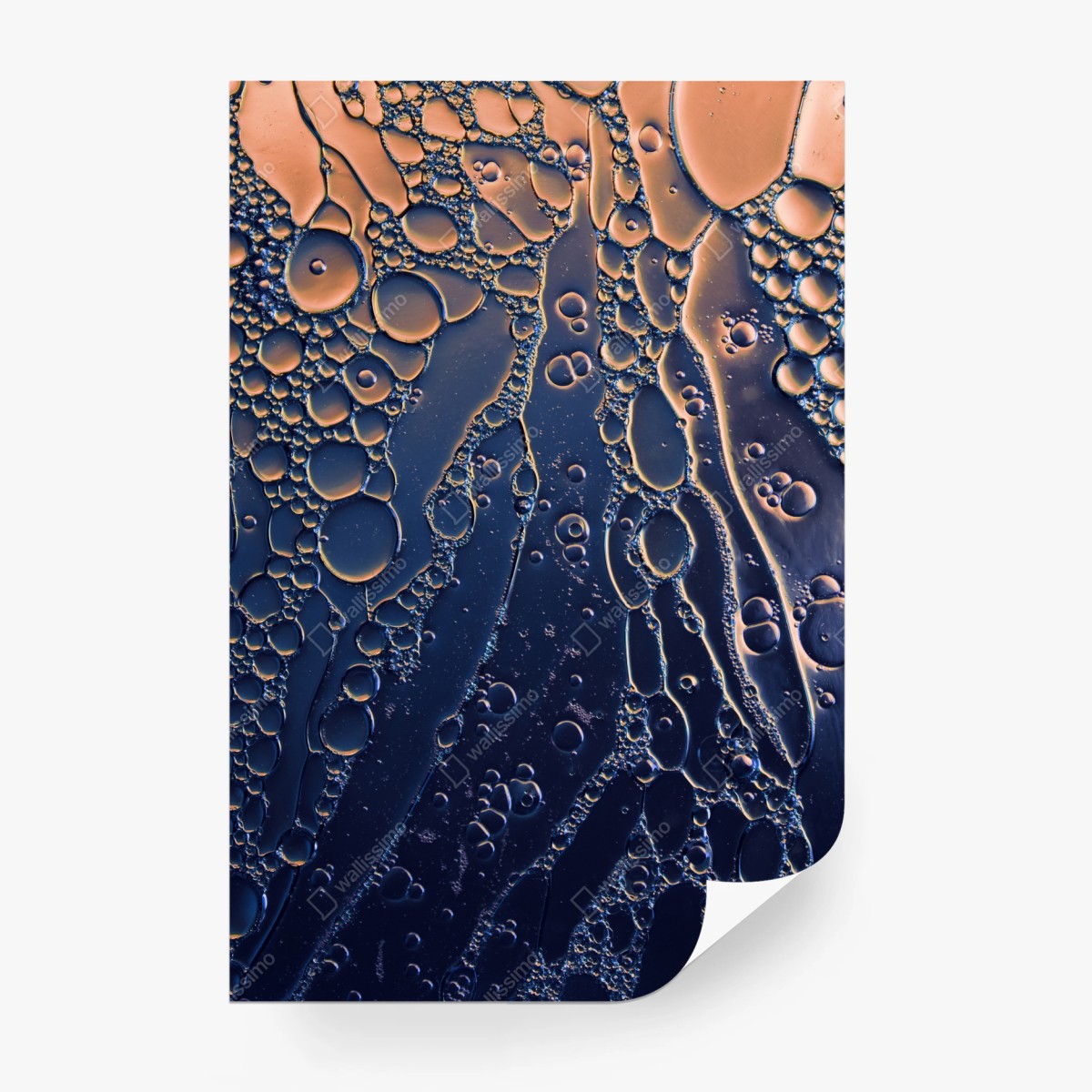 Fototapete blaue und goldene abstrakte blasen – Wallnifity®