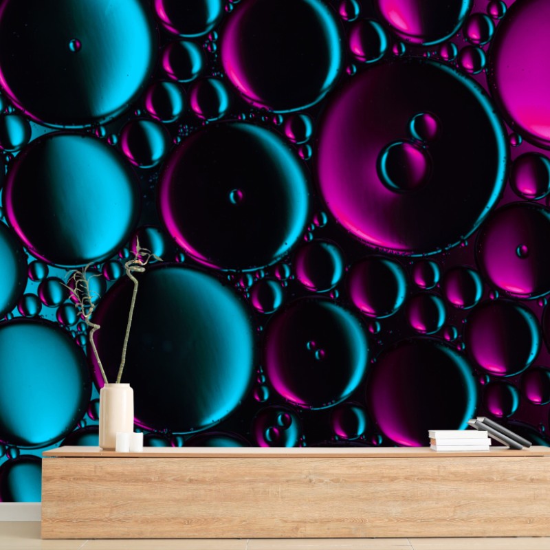 Fototapete türkis-magenta blasenmuster – Wallnifity®