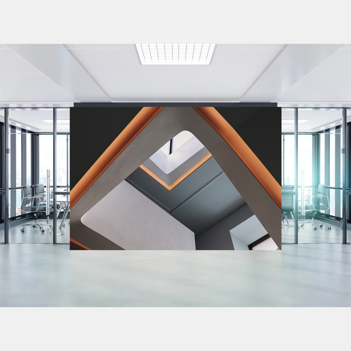 Fototapete minimalistisches geometrisches interieur mit oberlicht – Wallnifity®